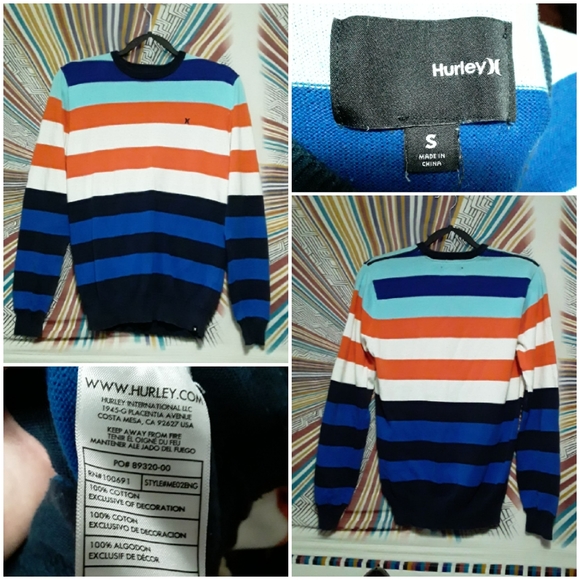 Hurley Mens/Unisex Small Striped Crewneck Sweater - Picture 1 of 11